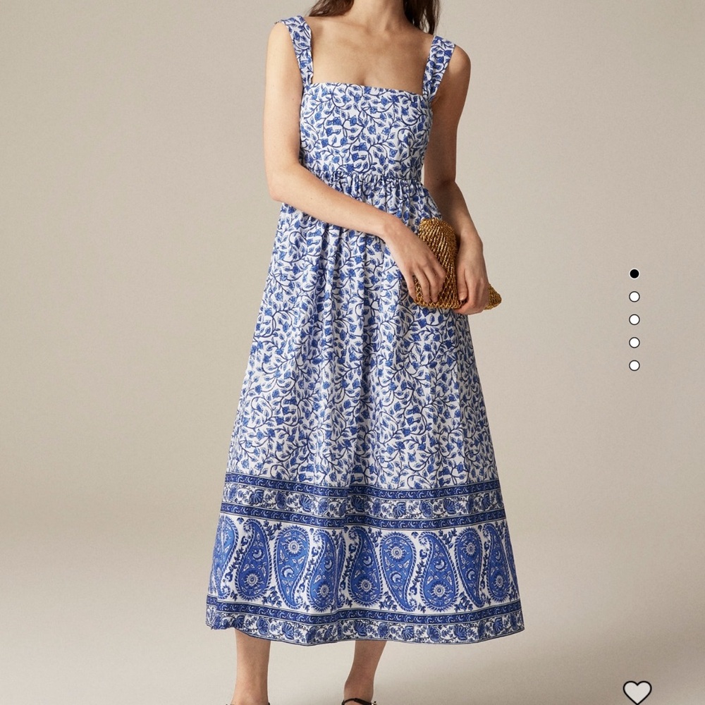 J. Crew Blue and White Paisley Midi Dress